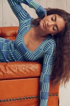 Robe Côtelée Contrastante -Lady Doux Soldes Magasin art ribbed contrast dress 1686 000038 9567 01g