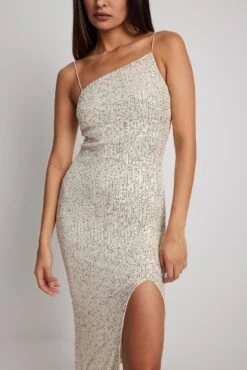 Robe Asymétrique à Sequins -Lady Doux Soldes Magasin asymmetric sequin midi dress 1017 001874 00051676 1