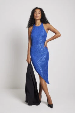 Robe Midi Asymétrique -Lady Doux Soldes Magasin asymmetric sleeveless sequin midi dress 1017 001880 00034304