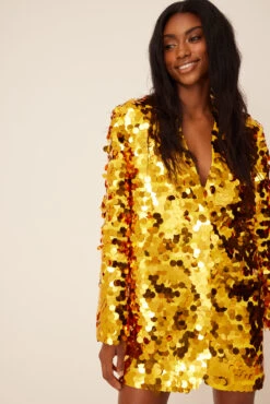 Robe Blazer à Grands Sequins