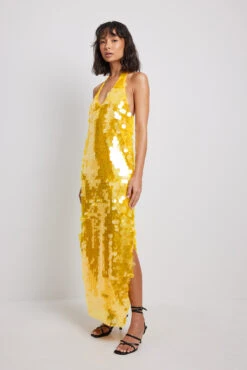 Robe Mi-longue Avec Grands Sequins
