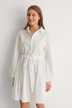 Robe Courte En Coton Avec Noeud Ajustable À La Taille -Lady Doux Soldes Magasin boho bold tie waist cotton dress 1100 003804 0001 04j