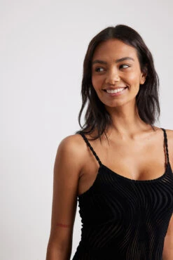 Robe Mi-longue En Velours Effet Dévoré -Lady Doux Soldes Magasin burn out velvet midi dress 1017 002045 0002 04