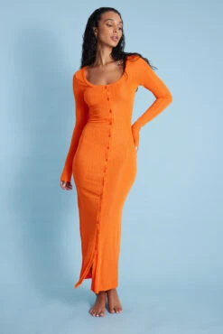 Maxi Robe Boutonnée -Lady Doux Soldes Magasin button detail long dress 1765 000032 0261 01c