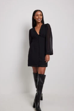 Robe Mini Boutonnée En Mousseline -Lady Doux Soldes Magasin chiffon button up mini dress 1017 002149 0002 1617 1