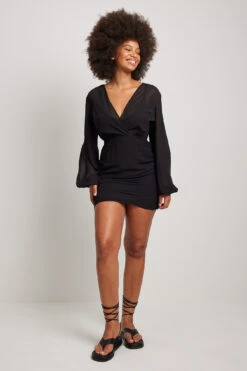 Robe En Mousseline Avec Décolleté En V -Lady Doux Soldes Magasin chiffon v neck dress 1018 009793 00020043