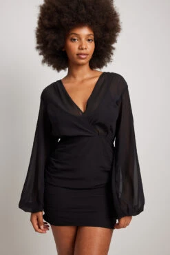 Robe En Mousseline Avec Décolleté En V -Lady Doux Soldes Magasin chiffon v neck dress 1018 009793 00020046