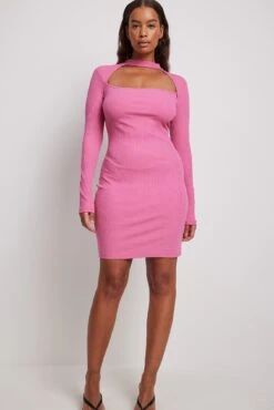 NA-KD Robe Côtelée à Encolure Carrée Et Tour De Cou -Lady Doux Soldes Magasin choker square neck rib dress 1100 006838 00155803