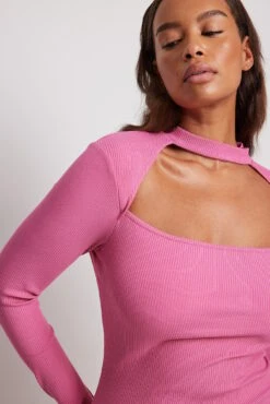 NA-KD Robe Côtelée à Encolure Carrée Et Tour De Cou -Lady Doux Soldes Magasin choker square neck rib dress 1100 006838 00155838