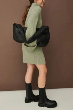 Robe En Maille Côtelée à Col Montant -Lady Doux Soldes Magasin claire high neck rib knit dress 1720 000048 4083 05j