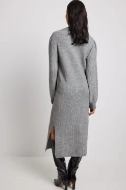 NA-KD Robe Longue En Maille à Col -Lady Doux Soldes Magasin collar long knitted dress 1100 006668 013812564 1