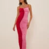 Robe Longue Effet Color Block