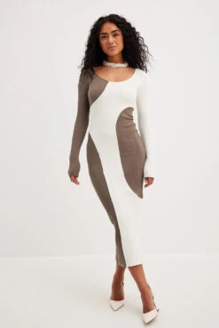 Robe Mi-longue à Blocs De Couleurs 14 Robe Mi-longue à Blocs De Couleurs -Lady Doux Soldes Magasin colour block midi dress 1018 010518 985626589 copy 01c