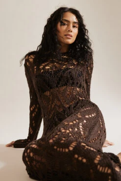 Robe Longue En Maille Crochetée 11 Robe Longue En Maille Crochetée -Lady Doux Soldes Magasin crochet knitted maxi dress 1018 010182 0765 creative