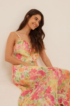 Robe Dos Plongeant à Imprimé -Lady Doux Soldes Magasin deep back printed maxi dress 1766 000025 06893107