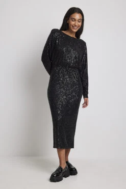Robe Midi En Sequin Avec Décolleté Dos -Lady Doux Soldes Magasin deep back sequin midi dress 1017 001871 00023696