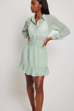 Robe Courte En Dobby à Taille Marquée -Lady Doux Soldes Magasin dobby waist detail mini dress 1014 001459 0324 01c