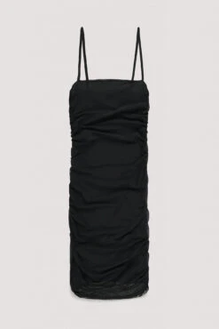 Robe Courte Drapée En Tulle à Double Bretelles -Lady Doux Soldes Magasin drapy double strap mesh mini dress 1018 010293 0002 flatlay