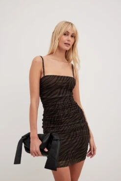 Robe Courte Drapée En Tulle à Double Bretelles -Lady Doux Soldes Magasin drspy double dtrsp medh mini dress 1018 010293 01423916 1