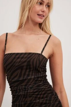 Robe Courte Drapée En Tulle à Double Bretelles -Lady Doux Soldes Magasin drspy double dtrsp medh mini dress 1018 010293 01423921 1