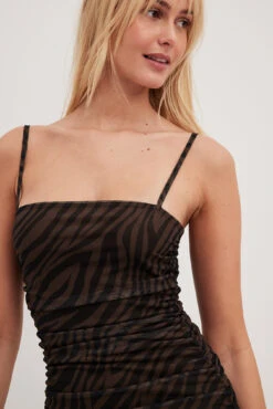 Robe Courte Drapée En Tulle à Double Bretelles -Lady Doux Soldes Magasin drspy double dtrsp medh mini dress 1018 010293 01423921