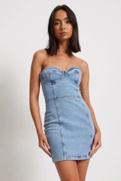 Robe Mini En Jean Embellie -Lady Doux Soldes Magasin embelished denim mini dress 1018 009699 00470056