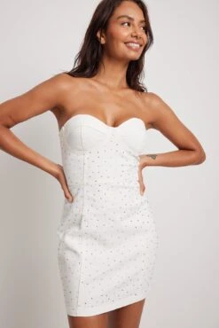 Robe Mini En Jean Embellie -Lady Doux Soldes Magasin embelished denim mini dress 1018 009699 02602099