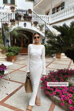 Robe Longue Structurée En Maille Crochetée -Lady Doux Soldes Magasin fashionbymnp 1018 010481 0260 social