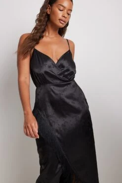 Robe Mi-longue En Satin Jacquard -Lady Doux Soldes Magasin fringe jacquard satin maxi dress 1014 001468 00025064