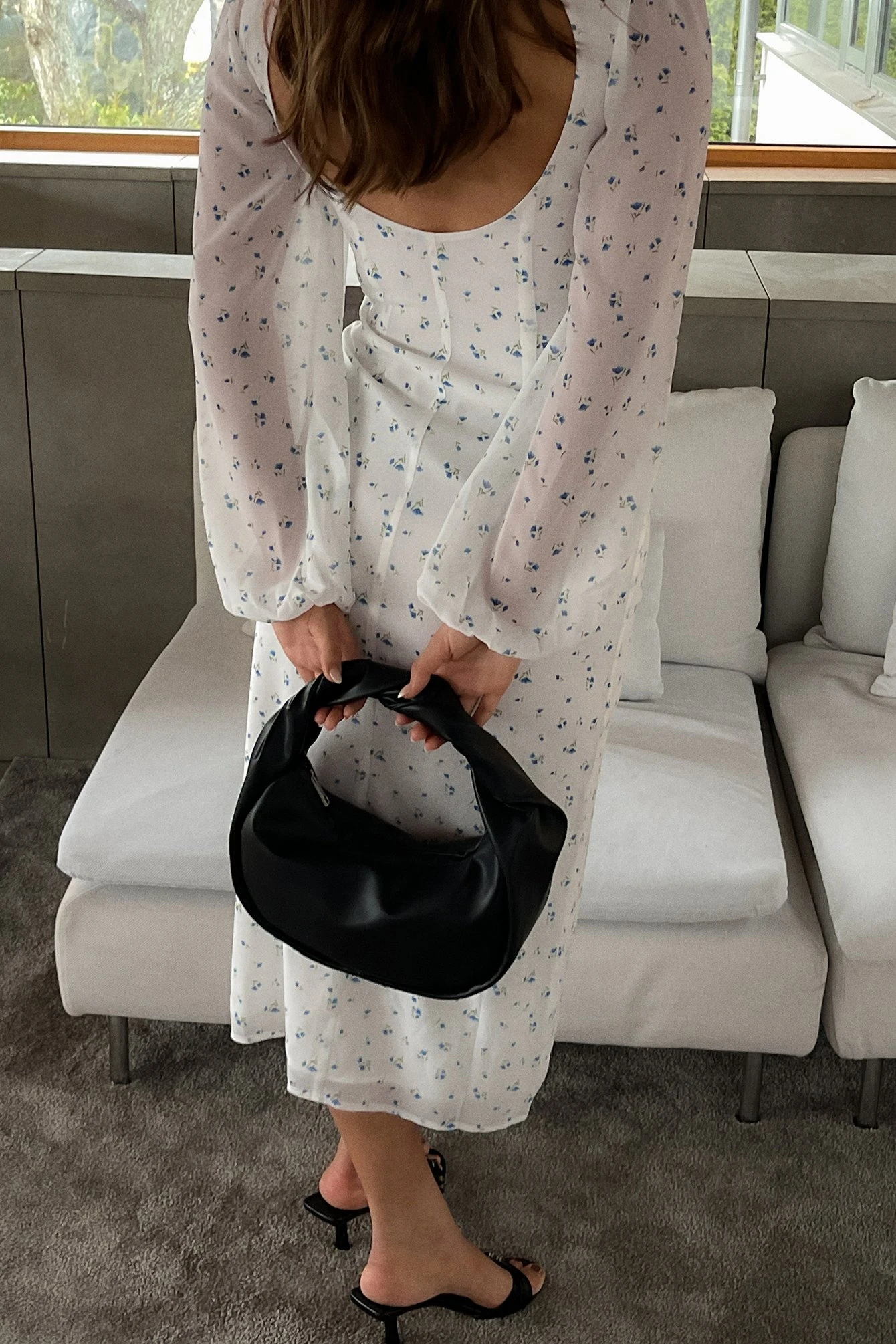 Robe Mi-longue à Fronces à Manches Longues 5 Robe Mi-longue à Fronces à Manches Longues – Image 5