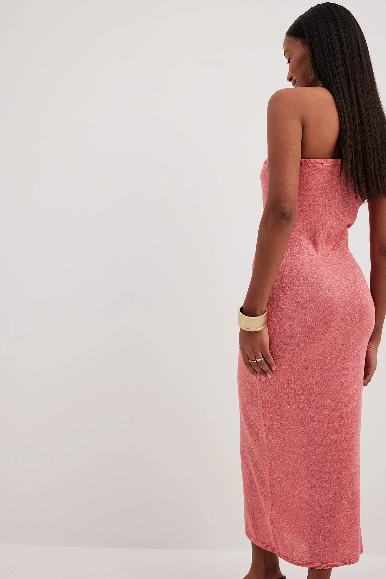 Robe Mi-longue Asymétrique En Maille Pailletée 2 Robe Mi-longue Asymétrique En Maille Pailletée – Image 2