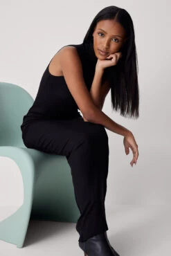 Maxi Robe Col Haut à Nervures -Lady Doux Soldes Magasin high neck ribbed maxi dress 1100 006628 00026635 copy