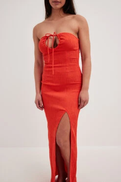 Robe Bandeau Longue à Fente Haute -Lady Doux Soldes Magasin high slit bandeau maxi dress 1710 000005 7982 19212