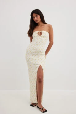 Robe Bandeau Longue à Fente Haute -Lady Doux Soldes Magasin high slit bandeau maxi dress 1710 000005 97654016 01c