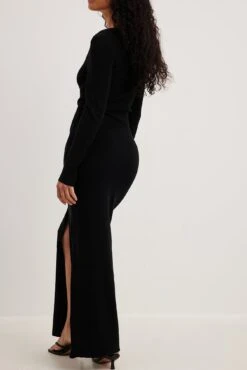 Robe Longue En Maille à Fente Haute -Lady Doux Soldes Magasin high slit knitted maxi dress 1727 000139 0002 15152