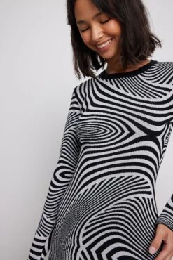 NA-KD Robe Courte En Maille Jacquard -Lady Doux Soldes Magasin jaqcuard knitted mini dress 1100 006584 00411756