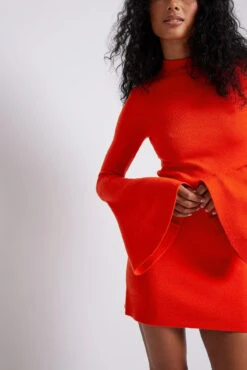 Robe En Maille à Manches Cloche -Lady Doux Soldes Magasin knitted bell sleeve dress 1780 000006 02610685 copy