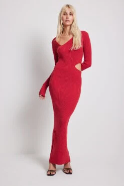 Robe Longue En Tricot à Découpes -Lady Doux Soldes Magasin knitted cut out detail maxi dress 1018 008979 000413224 1