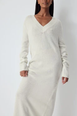 NA-KD Robe Longue En Maille à Encolure En V Profonde -Lady Doux Soldes Magasin knitted deep v neck maxi dress 1018 009972 02606700