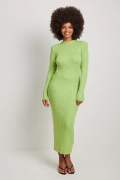 Robe Longue En Maille Avec épaulettes -Lady Doux Soldes Magasin knitted shoulder pads maxi dress 1018 009814 0010 1 1