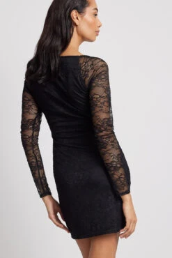 Robe Courte En Dentelle à Manches Longues -Lady Doux Soldes Magasin lace ls mini dress 1017 002154 000213072