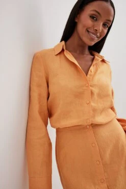 NA-KD Robe Chemise En Lin -Lady Doux Soldes Magasin linen shirt dress 1100 006902 02619025