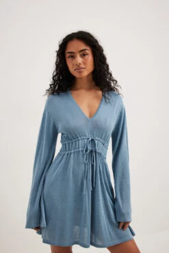 Robe Mini Brillante à Manches Longues 7 Robe Mini Brillante à Manches Longues -Lady Doux Soldes Magasin long sleeve glitter mini dress 1727 000140 0003 15463