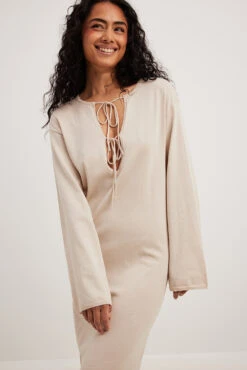 Robe Longue En Maille à Manches Longues -Lady Doux Soldes Magasin long sleeve knitted maxi dress 1727 000124 0005 15051