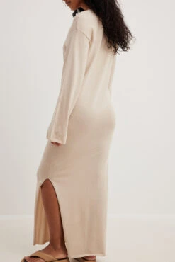 Robe Longue En Maille à Manches Longues -Lady Doux Soldes Magasin long sleeve knitted maxi dress 1727 000124 0005 15067