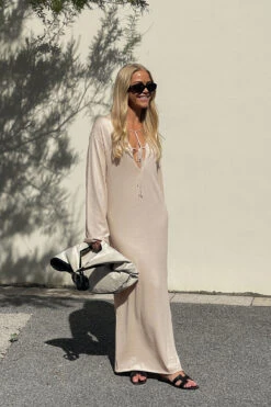 Robe Longue En Maille à Manches Longues -Lady Doux Soldes Magasin long sleeve knitted maxi dress 1727 000124 0005 2 social