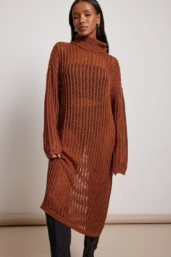 NA-KD Robe Midi Col Haut -Lady Doux Soldes Magasin loose knitted turtle neck maxi dress 1100 006453 01791499