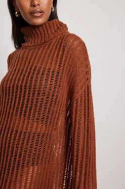 NA-KD Robe Midi Col Haut -Lady Doux Soldes Magasin loose knitted turtle neck maxi dress 1100 006453 01791512