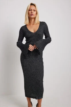 Robe Mi-longue En Maille Lurex 6 Robe Mi-longue En Maille Lurex -Lady Doux Soldes Magasin lurex knitted midi dress 1100 006744 0002 34740