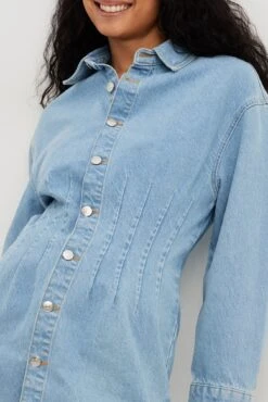 NA-KD Robe Courte En Denim à Taille Marquée -Lady Doux Soldes Magasin marked waist mini denim dress 1100 007233 004717406